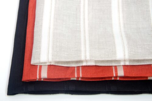 linenschina3426 (2) Linen Cotton Poly Blend - 128g Lightweight, 142cm Width, Textured Stripe - Spring Summer #3426
