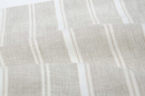 linenschina3426 (3) Linen Cotton Poly Blend - 128g Lightweight, 142cm Width, Textured Stripe - Spring Summer #3426