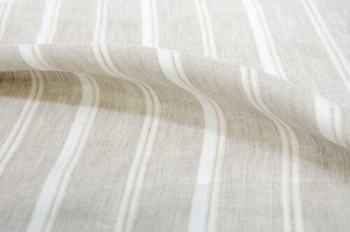 linenschina3426 (4) Linen Cotton Poly Blend - 128g Lightweight, 142cm Width, Textured Stripe - Spring Summer #3426