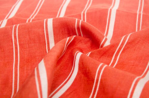 linenschina3426 (5) Linen Cotton Poly Blend - 128g Lightweight, 142cm Width, Textured Stripe - Spring Summer #3426