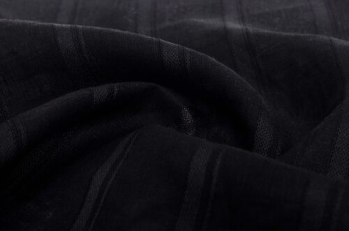 linenschina3426 (7) Linen Cotton Poly Blend - 128g Lightweight, 142cm Width, Textured Stripe - Spring Summer #3426