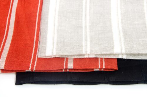 linenschina3426 (9) Linen Cotton Poly Blend - 128g Lightweight, 142cm Width, Textured Stripe - Spring Summer #3426