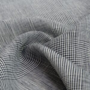 linenschina3428 (1) Pure Linen Houndstooth - 162g Medium Weight, 137cm Width, Sophisticated Check - Spring Summer #3428