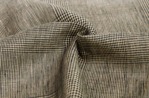 linenschina3428 (3) Pure Linen Houndstooth - 162g Medium Weight, 137cm Width, Sophisticated Check - Spring Summer #3428