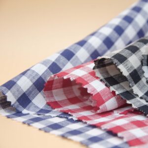 linenschina3530 (1) Linen Cotton Gingham Fabric - 136g Lightweight, 145cm Width, Antibacterial - Summer Shirts #3530