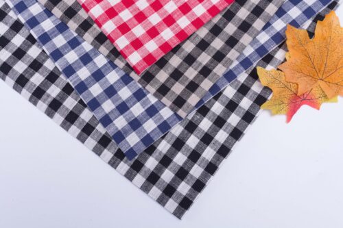 linenschina3530 (10) Linen Cotton Gingham Fabric - 136g Lightweight, 145cm Width, Antibacterial - Summer Shirts #3530