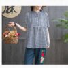 linenschina3530 (17) Linen Cotton Gingham Fabric - 136g Lightweight, 145cm Width, Antibacterial - Summer Shirts #3530