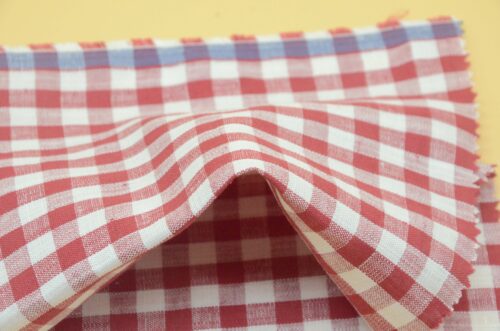 linenschina3530 (57) Linen Cotton Gingham Fabric - 136g Lightweight, 145cm Width, Antibacterial - Summer Shirts #3530