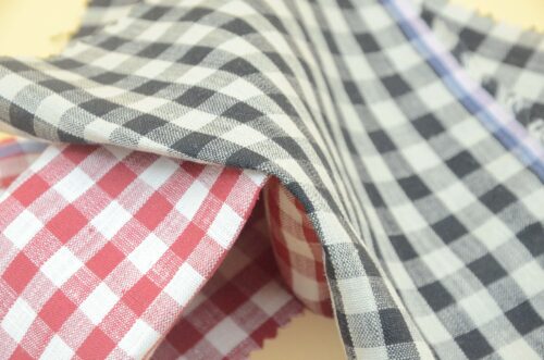 linenschina3530 (58) Linen Cotton Gingham Fabric - 136g Lightweight, 145cm Width, Antibacterial - Summer Shirts #3530