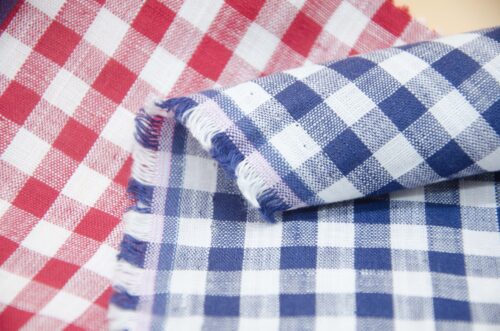 linenschina3530 (63) Linen Cotton Gingham Fabric - 136g Lightweight, 145cm Width, Antibacterial - Summer Shirts #3530