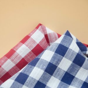 linenschina3531 (1) Linen Cotton Yarn-Dyed Check - 136g Lightweight, 145cm Width, Durable Texture - Summer Wear #3531