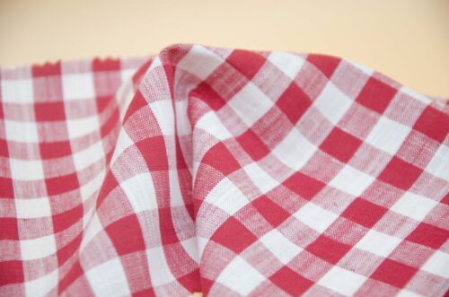 linenschina3531 (74) Linen Cotton Yarn-Dyed Check - 136g Lightweight, 145cm Width, Durable Texture - Summer Wear #3531