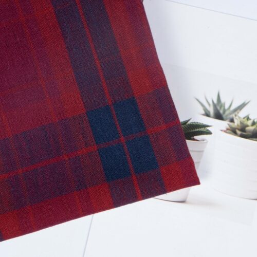 linenschina3533 (1) Linen Cotton Line Check - 116g Ultra Light, 140cm Width, Textured Surface - Spring Summer #3533