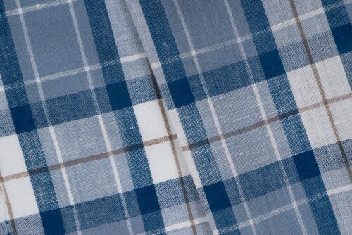 linenschina3533 (10) Linen Cotton Line Check - 116g Ultra Light, 140cm Width, Textured Surface - Spring Summer #3533