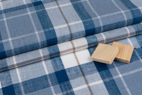 linenschina3533 (11) Linen Cotton Line Check - 116g Ultra Light, 140cm Width, Textured Surface - Spring Summer #3533