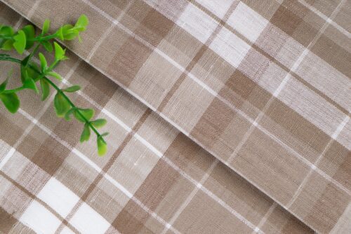 linenschina3533 (2) Linen Cotton Line Check - 116g Ultra Light, 140cm Width, Textured Surface - Spring Summer #3533
