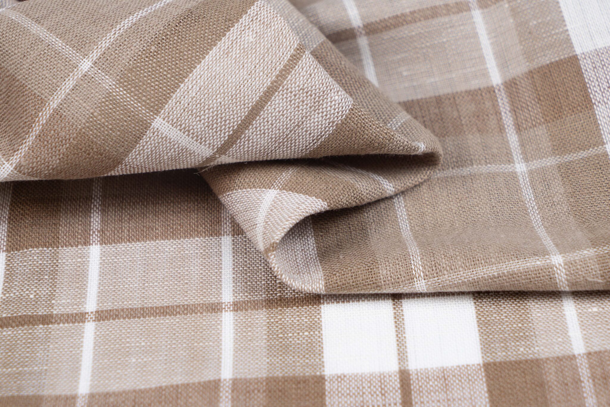 Linen Cotton Line Check - 116g Ultra Light, 140cm Width, Textured ...