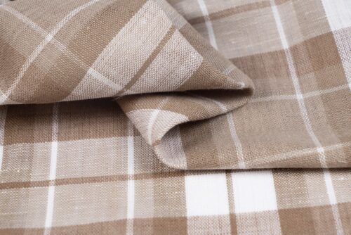 linenschina3533 (3) Linen Cotton Line Check - 116g Ultra Light, 140cm Width, Textured Surface - Spring Summer #3533