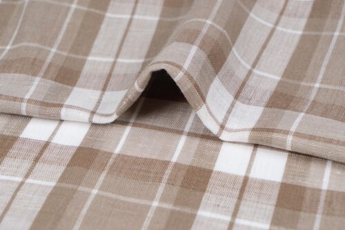 linenschina3533 (4) Linen Cotton Line Check - 116g Ultra Light, 140cm Width, Textured Surface - Spring Summer #3533