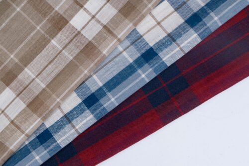 linenschina3533 (6) Linen Cotton Line Check - 116g Ultra Light, 140cm Width, Textured Surface - Spring Summer #3533