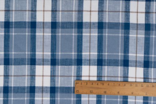 linenschina3533 (9) Linen Cotton Line Check - 116g Ultra Light, 140cm Width, Textured Surface - Spring Summer #3533