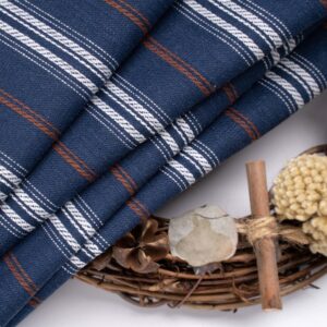 linenschina3536 (1) Linen Cotton Stripe Fabric - 130g Lightweight, 140cm Width, 55% Linen 45% Cotton - Spring Summer #3536