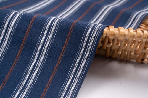 linenschina3536 (2) Linen Cotton Stripe Fabric - 130g Lightweight, 140cm Width, 55% Linen 45% Cotton - Spring Summer #3536
