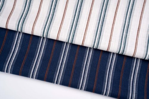 linenschina3536 (3) Linen Cotton Stripe Fabric - 130g Lightweight, 140cm Width, 55% Linen 45% Cotton - Spring Summer #3536