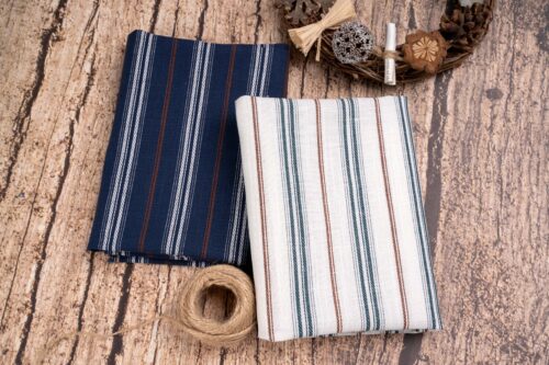 linenschina3536 (4) Linen Cotton Stripe Fabric - 130g Lightweight, 140cm Width, 55% Linen 45% Cotton - Spring Summer #3536