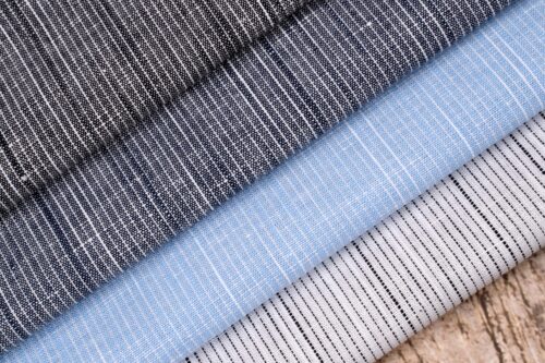 linenschina3537 (12) Linen Cotton Stripe Fabric - 145g Medium Weight, 140cm Width, Yarn-Dyed Quality - Summer Style #3537