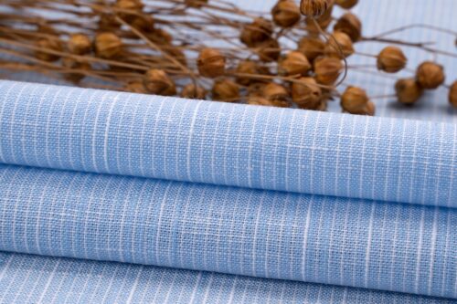 linenschina3537 (8) Linen Cotton Stripe Fabric - 145g Medium Weight, 140cm Width, Yarn-Dyed Quality - Summer Style #3537