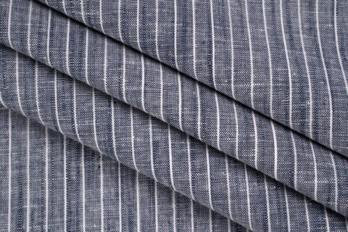 linenschina3538 (7) Linen Cotton Stripe Fabric - 141g Medium Weight, 140cm Width, Classic Design - Seasonal Wardrobe #3538