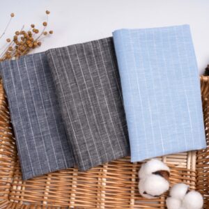 linenschina3539 Linen Cotton Stripe Fabric - 145g Medium Weight, 140cm Width, Versatile Material - Summer Wear #3539