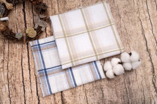 linenschina3540 (10) Light Linen Cotton Stripe - 116g Ultra Light, 140cm Width, Breezy Summer Fabric #3540