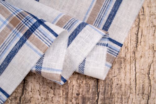 linenschina3540 (4) Light Linen Cotton Stripe - 116g Ultra Light, 140cm Width, Breezy Summer Fabric #3540