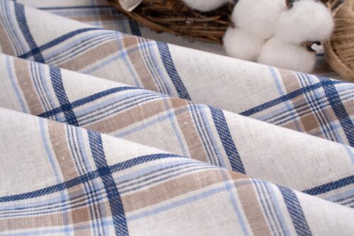linenschina3540 (5) Light Linen Cotton Stripe - 116g Ultra Light, 140cm Width, Breezy Summer Fabric #3540