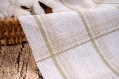 linenschina3540 (8) Light Linen Cotton Stripe - 116g Ultra Light, 140cm Width, Breezy Summer Fabric #3540