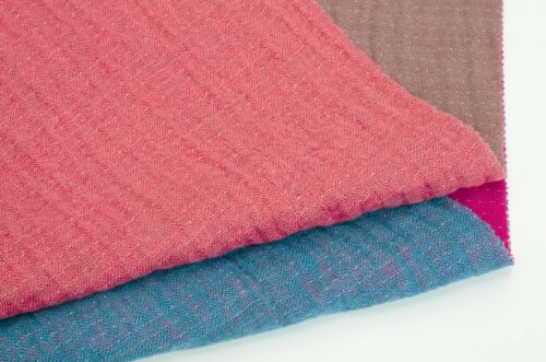 linenschina6512 (2) Double-Faced Linen Cotton Fabric - 200g, 142cm Width, 52.5% Linen 46% Cotton 1% Polyester 0.5% Spandex - Two-Tone Textured Fall Winter #6512