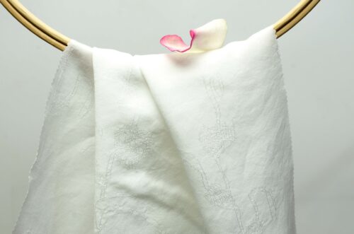 linenschinaD18003 (11) Rose Fiber 52% Filament 48% Rose 134g/m² - Floral Scented Jacquard - Luxury Spring/Summer Dress Fabric #D18003