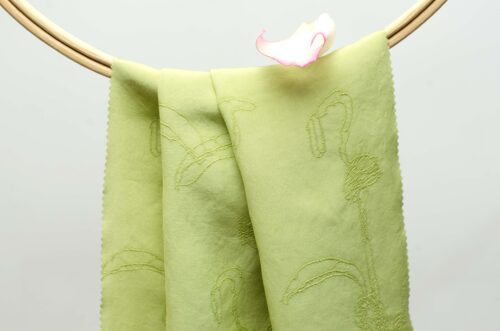 linenschinaD18003 (12) Rose Fiber 52% Filament 48% Rose 134g/m² - Floral Scented Jacquard - Luxury Spring/Summer Dress Fabric #D18003