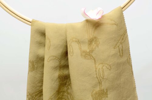 linenschinaD18003 (13) Rose Fiber 52% Filament 48% Rose 134g/m² - Floral Scented Jacquard - Luxury Spring/Summer Dress Fabric #D18003