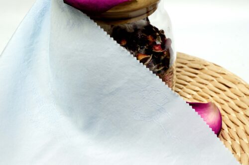 linenschinaD18007 (19) 48% Rose 52% Filament 132g/m² - Clover Jacquard Fabric - Floral Scented Dress Material #D18007