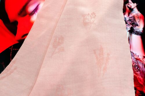 linenschinaD18007 (6) 48% Rose 52% Filament 132g/m² - Clover Jacquard Fabric - Floral Scented Dress Material #D18007