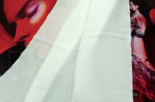 linenschinaD18007 (9) 48% Rose 52% Filament 132g/m² - Clover Jacquard Fabric - Floral Scented Dress Material #D18007