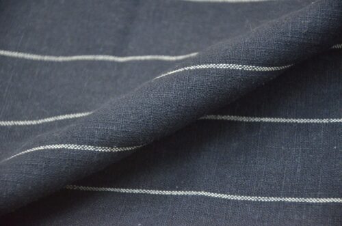 85% Ramie 15% Cotton 249g/m² - Washed Striped Fabric with Rustic Charm for Winter #8043