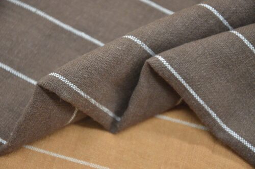 85% Ramie 15% Cotton 249g/m² - Washed Striped Fabric with Rustic Charm for Winter #8043