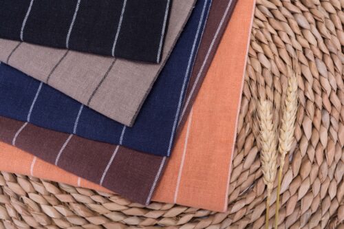 85% Ramie 15% Cotton 249g/m² - Washed Striped Fabric with Rustic Charm for Winter #8043