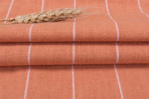 85% Ramie 15% Cotton 249g/m² - Washed Striped Fabric with Rustic Charm for Winter #8043