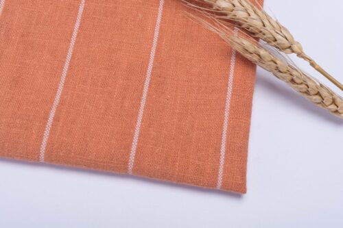 85% Ramie 15% Cotton 249g/m² - Washed Striped Fabric with Rustic Charm for Winter #8043