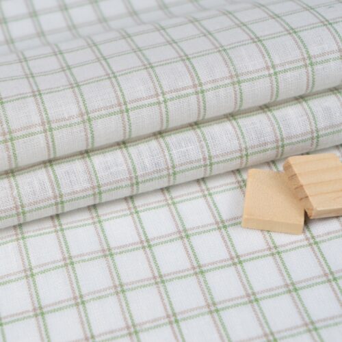 linenshina8049 (14) 48% Linen 40% Polyester 12% Cotton 121g/m² - Yarn-Dyed Checkered Fabric for Casual Wear #8049